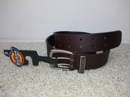 NWT Dickies Perforated Leather Double Prong Buckle Belt Brown Small 30-32&quot; Waist - £13.14 GBP