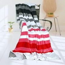 Onitiva - [Stripes - Fantastic Dreams] Soft Coral Fleece Patchwork Throw... - £37.55 GBP