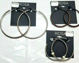 ROSA Hoop Earrings 3 Pair New Large Silver Copper Color Silver W White  ... - $19.15