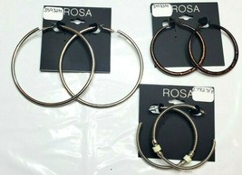 ROSA Hoop Earrings 3 Pair New Large Silver Copper Color Silver W White     # 34 - £15.08 GBP