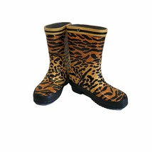 Rubber Boots Girls 10 Steel Flank Animal Print Winter Snow Boots Rain - £13.53 GBP