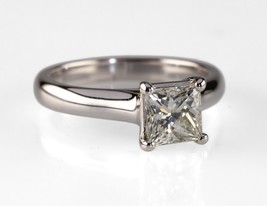 GIA 1.12 Ct Princess Cut Solitaire Engagement Ring 14k White Gold Size 5.25 - £3,505.71 GBP