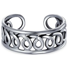 Sterling Silver Adjustable Infinity Swirl Toe/Midi Ring 14K White Gold Over - £10.38 GBP