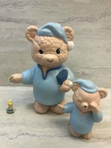 Vintage Ceramic Teddy Bear Parent &amp; Child Figurines, Decor, Hand-Painted, USED - £8.84 GBP