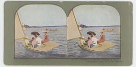 1899 Stereoview Pleasures of Sailing.  Men and Women on a Sailboat Ingersoll - £7.50 GBP