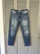 KanCan Skinny Distressed Moto Jeans Size 9 or 28 Low Rise Medium Wash - £15.30 GBP