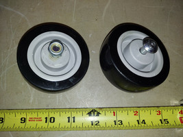 21YY75 PAIR OF PLASTIC WHEELS, 2-7/8&quot; X 1-1/16&quot; X 3/16&quot; BORE +/-, WITH A... - £3.85 GBP