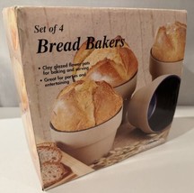 Bread Bakers Set Of 4 Clay Glazed Flower Pots For Baking And Serving  - £25.49 GBP