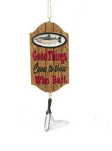 Ksa Resin Lodge Fishing Plaque Ornament &quot;Good Things Come To Those Who Bait&quot; - £9.34 GBP