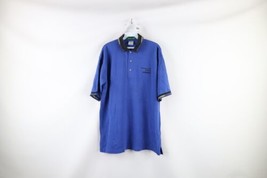 Vintage Y2K 2000 Compaq Computers Mens Large Faded Spell Out Polo Shirt Blue - £23.42 GBP