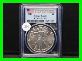 2011 $1 American Silver Eagle ~ PCGS MS 70 ~ Flag First Strike ~ Slabbed - £79.08 GBP