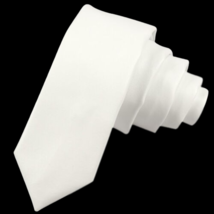 New Real Stylish Neck Tie Men White Wedding Lambskin Genuine Leather Partywear - £26.46 GBP