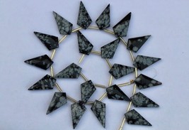Natural, 20 piece faceted snowflake Obsidian tie briolette gemstone beads 10x20- - £55.93 GBP