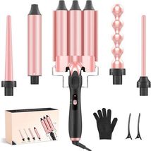 5 in 1 Curling Wand Set with 3 Barrel Hair Crimper, Bubble Wand &amp; Cerami... - $102.99