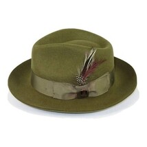 Mens Bruno Capelo Hat Australian Wool Fedora Teardrop Crown Fabio FB229 Olive image 5