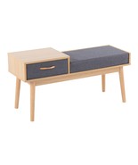 LumiSource Contemporary Telephone Bench with Drawer Natural Wood Grey Fa... - $3,026.66 MXN