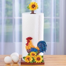 Country Rooster and Sunflowers Paper Towel Holder Stand Kitchen Table Home Decor - £23.88 GBP