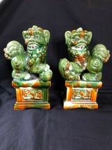 Antique vintage pair of chinese foo dogs / temple dogs. - $229.00