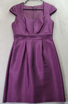Andriana Papell Dress Womens Purple Silk Cap Sleeve Square Neck Pleated Back Zip - £32.16 GBP