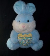 14" Vintage Cuddle Wit Blue Bunny Rabbit Candy Basket Stuffed Animal Plush Toy - $33.25