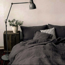 Dark gray linen duvet cover  Softened linen Boho Washed linen bedding Quiltcover - £34.20 GBP+