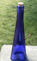 Cobalt Blue Decorative Bottle With Cork  - £18.79 GBP