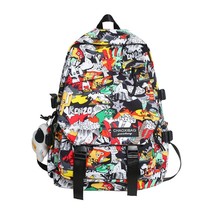 Harajuku Girl Male School Bag Female Graffiti Print Men Backpack Women Book Boy  - £36.33 GBP