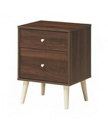 2-Drawer Nightstand Beside End Side Table with Rubber Legs-Brown - Color... - $159.83 CAD