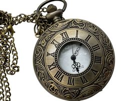 Vintage Pocket Watch with Roman Numerals and Engraved Fantasy Medal Design - $32.53 CAD