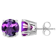 5MM Round Cut Amethyst .9CTW Stud Earrings in Sterling Silver - $37.00