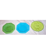 Mixed Lot of 3 Glass Child&#39;s Dishes-Akro Agate-Blue, Green - $20.55 CAD