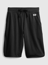 New Gap Fit Kids Boy Pullon Black Mesh Shorts 6 7 Logo Drawstring Elastic Waist - $14.99