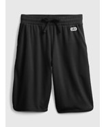 New Gap Fit Kids Boy Pullon Black Mesh Shorts 6 7 Logo Drawstring Elasti... - £12.01 GBP