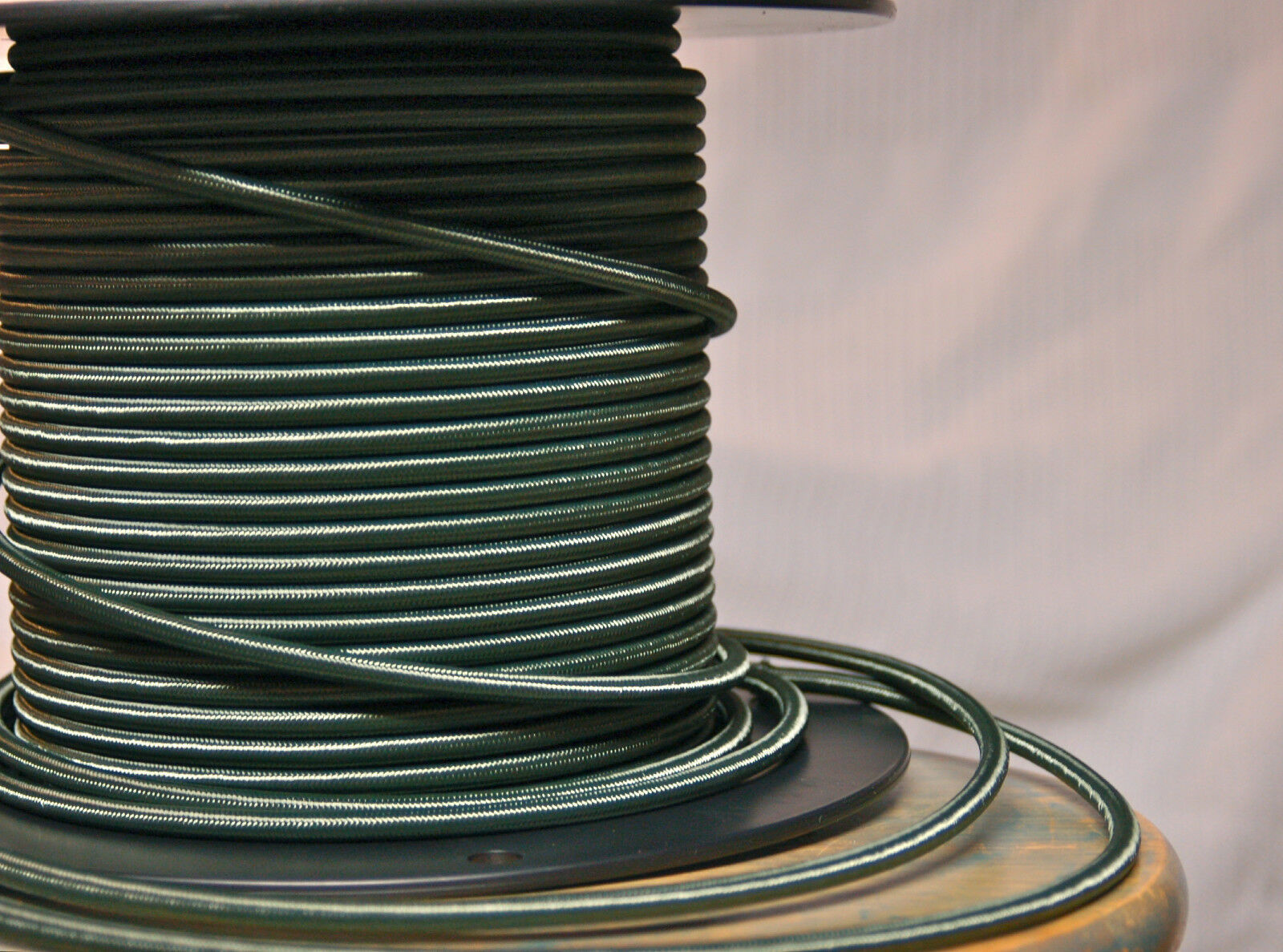 Green Cloth Covered 3-Wire Round Cord, Vintage Lamps Pendant Lights Anti... - $1.70