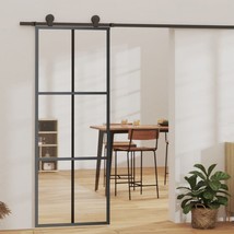 vidaXL Sliding Door ESG Glass and Aluminum 29.9&quot;x80.7&quot; Black - $451.07 CAD