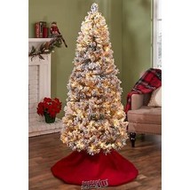 Panorama gifts 6&#39; Pop-Up Flocked Christmas Tree Clear Lights White Prelit - £75.02 GBP