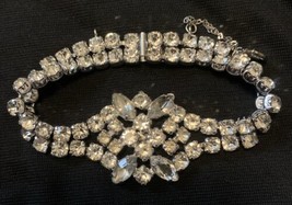 Vintage Hollywood Glamour Kramer Sterling Silver &amp; Rhinestone Bracelet - $94.99