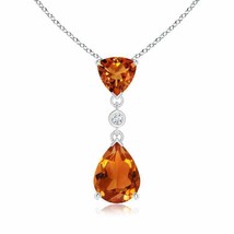 ANGARA 8x6mm Natural Citrine Drop Pendant Necklace with Diamond in Silver - £120.40 GBP+