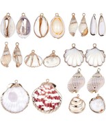 SUNNYCLUE 1 Box 20pcs 10 Styles Natural White Cowrie Seashells Charm Conch  - $44.14 CAD