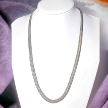 Vintage Silver Tone Snake Chain Style Necklace 24&quot; Fashion Chic - £6.78 GBP