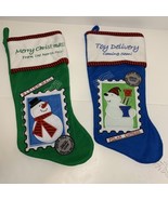 Pair Of Hobby Lobby North Pole Special Delivery Stockings Snowman Polar ... - $23.36