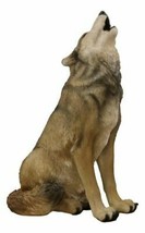 Large Wildlife Sitting Alpha Wolf Howling At The Moon Statue Decor 33.25... - £543.55 GBP