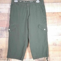 Calvin Klein Womens Cargo Capris Draws Snap/Zip Front Olive Green Size 2... - $9.40