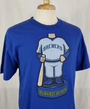 Majestic Milwaukee Brewers Bobblehead T-Shirt Large Blue MLB Bernie Base... - $17.99