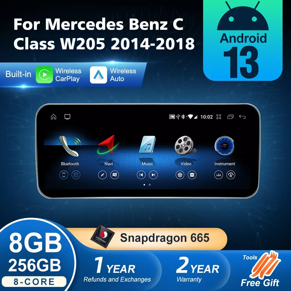 Android 13 Wireless CarPlay For Mercedes Benz C Class W205 2014-2018 Car - £436.55 GBP+