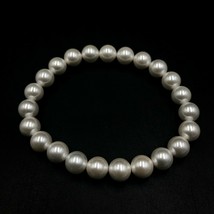 Silver Shell Pearl 8x8 mm Beaded Stretch Adjustable Bracelet SB-132 - £9.39 GBP