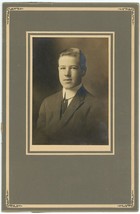 Circa 1890&#39;S Large Antique Cabinet Card Of Handsome Young Man In Suit And Tie - £7.46 GBP