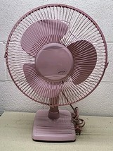 VTG Holmes 3-SPD Oscillating Table Fan Retro Desk Fan Pink 80s Decor WOR... - $83.89 CAD