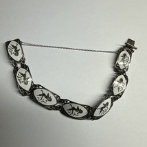 Vintage Siam Thai Dancer Dragon Den Engrave Sterling Silver Bracelet 7&quot; ... - $712.07 MXN