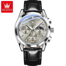 OLEVS 3609 Original Moon Phase Chronograph Watch for  Leather Waterproof... - $33.99